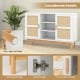 48-inch sideboard buffet cabinet with bamboo woven doors, solid wood legs, and convenient handles for versatile storage.