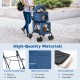 Foldable blue double pet stroller with detachable carriers, made of breathable 600D oxford cloth for comfort and.