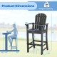 Counter height black HDPE bar stool with armrests, 30" seat height, and 360 lbs weight capacity for outdoor use.