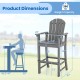 Counter height outdoor HDPE bar stool with armrests, gray, featuring a 30" seat height and 360 lbs weight capacity.
