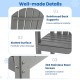 Reinforced back support and slatted surface of gray HDPE bar stool, designed for outdoor comfort and durability.