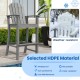 Counter height outdoor HDPE bar stool in gray with armrests and footrest, designed for all-weather durability.