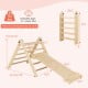 Foldable kids climbing triangle set with adjustable ramp, natural wood, safe for indoor play, suitable for ages 3 and.