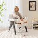 Upholstered armchair with natural rubber wood legs, featuring a spacious white seat and Sherpa fabric armrests for.