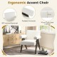 Upholstered accent chair with white Sherpa fabric, natural rubber wood legs, and a thick padded seat for comfort.