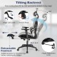 Mesh office chair with tilting backrest, adjustable footrest, and 3D armrests for ergonomic comfort and support.
