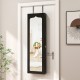Lockable black wall-mounted jewelry armoire with full-length mirror, 5 LED lights, and 6 drawers for organized storage.