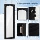 Black wall-mounted jewelry armoire detail showing the magnetic catch, lock, and soft velvet lining for secure storage.