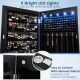 Lockable wall-mounted jewelry armoire in black with 5 LED lights and 6 drawers for organized storage and easy access.