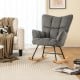 Gray rocking chair with high backrest and soft padding, designed for cozy relaxation in nurseries and living rooms.