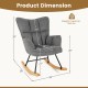 Gray linen nursery rocking chair with high backrest, padded armrests, and solid wood base, ideal for comfort and.
