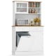 Double tilt out trash cabinet with hutch, rubberwood countertop, and storage for waste bins or small appliances.