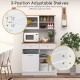 Double tilt out trash cabinet with hutch, featuring adjustable shelves and a rubber wood countertop for versatile.