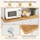 Extra wide rubberwood countertop on a double tilt-out trash cabinet, featuring safety rounded corners and cable hole.