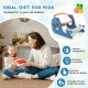 Convertible kids activity table set in blue with a double-sided tabletop, ideal for drawing and learning for toddlers.