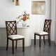 Set of 2 brown dining chairs with upholstered seat cushions and rubber wood legs, perfect for dining rooms or kitchens.