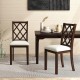 Set of 2 brown dining chairs with upholstered seat cushions and rubber wood legs, ideal for dining rooms and kitchens.