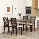 Wood dining chair set with upholstered seat cushions and rubber wood legs, ideal for dining rooms and kitchens.