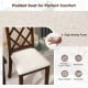 Padded seat cushion of a dining chair set, featuring premium linen fabric and rubber wood legs for comfort and.