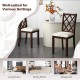 Set of 2 brown dining chairs with upholstered seat cushions and rubber wood legs, ideal for living and dining rooms.