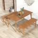 Solid wood dining bench with rubber wood legs, 55" long, ideal for entryways or dining areas, featuring a smooth.
