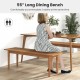 55" solid wood dining bench with rubber wood legs, accommodating 2 adults, ideal for entryways and dining areas.