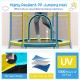 Breathable jumping mat of the Mini Trampoline for Kids with safety enclosure net, designed for secure indoor and.