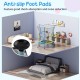 Mini trampoline for kids with safety enclosure net and foam handles, featuring anti-slip foot pads for stability.