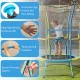 Mini trampoline for kids featuring a safety enclosure net, padded handrails, and secure two-way zippers for safe.