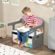 Kids convertible activity bench in gray with removable fabric bins, perfect for playtime and storage in any space.