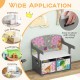 Kids convertible activity bench in gray with removable fabric bins, perfect for playrooms and storage solutions.