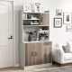 71-inch kitchen pantry storage cabinet in white with 9 shelves, spacious countertop, and modern design for versatile.
