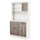 71-inch kitchen pantry storage cabinet in white with 9 shelves, adjustable storage, and built-in charging station.