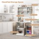 71-inch white kitchen pantry storage cabinet with 9 shelves, spacious countertop, and pull-out drawer for organized.