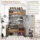 Adjustable shelves in a 71-inch kitchen pantry storage cabinet, designed for customizable organization and modern.