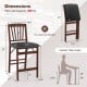Counter height folding chair with padded seat, brown rubber wood legs, ergonomic design, ideal for kitchen islands.