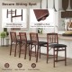 Set of 2 brown folding kitchen island stools with padded seats, rubber wood legs, and anti-slip foot pads for stability.