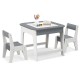 Gray kid's table and chairs set featuring a supportive reclining backrest, perfect for young learners aged 3-6 years.