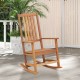 Ergonomic high-back patio rocking chair made of premium hardwood, ideal for relaxing on the balcony or porch.