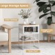 Nightstand with flip-up door in white, featuring a sturdy metal frame, open shelf, and modern design for versatile.