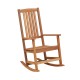 Ergonomic high-back patio rocking chair made of premium hardwood, perfect for relaxing on the porch or balcony.