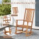 Ergonomic high-back patio rocking chair made of premium hardwood, featuring a curved seat for outdoor relaxation.