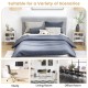 White nightstand with flip-up door, 3-tier storage, modern design, perfect for living room, bedroom, or office use.