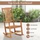 Patio rocking chair made of top-grade hardwood with ergonomic high-back design, perfect for outdoor relaxation.