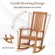 Patio rocking chair with ergonomic high-back design, made of premium hardwood, perfect for outdoor relaxation.