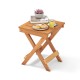 Compact 14-inch folding side table with slatted hardwood top, perfect for backyard or indoor use.
