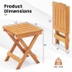 Compact 14-inch folding side table with slatted tabletop, hardwood material, ideal for backyard or camping use.