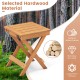 14-inch compact folding side table with slatted hardwood top, ideal for backyard and camping use, featuring X-shaped.