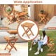 Compact 14-inch folding side table with slatted hardwood top, ideal for backyard, living room, or camping use.