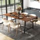 Rectangular 72-inch walnut dining table with 2-bottle wine rack, ideal for 5-7 people in kitchen or dining room.